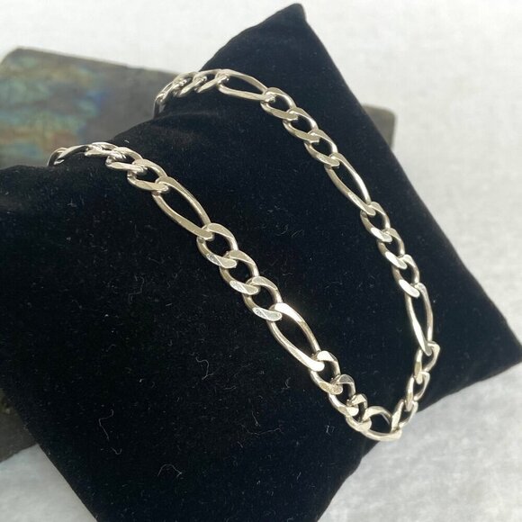 Italian Unisex Sterling Silver 925 5.5mm Figaro Chain Necklace 18" - Picture 7 of 16
